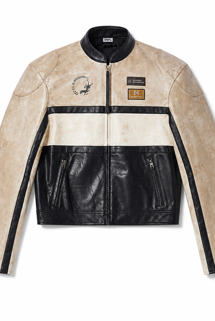 Mingstreet ASC launch still-life | BLINDNOPLAN | Cropped Color Block Faux Leather Moto Jacket | Beige | generated_extra_ready_product_colorway