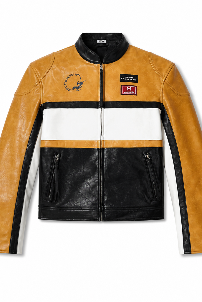 Mingstreet ASC launch still-life | BLINDNOPLAN | Cropped Color Block Faux Leather Moto Jacket | Mustard | generated_extra_ready_product_colorway