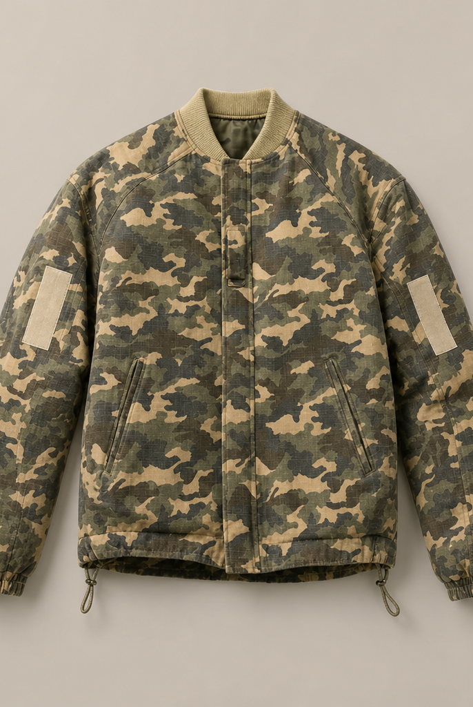 Mingstreet ASC launch still-life | BLINDNOPLAN | Heavyweight Cotton Camouflage Bomber | Beige | ready_now_uncrumpled_replacement