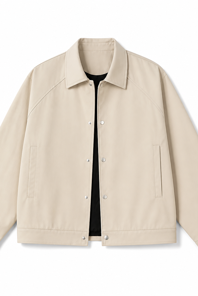 Mingstreet ASC launch still-life | MEDM | Collared Snap Front Jacket | Beige | generated_extra_ready_product_colorway