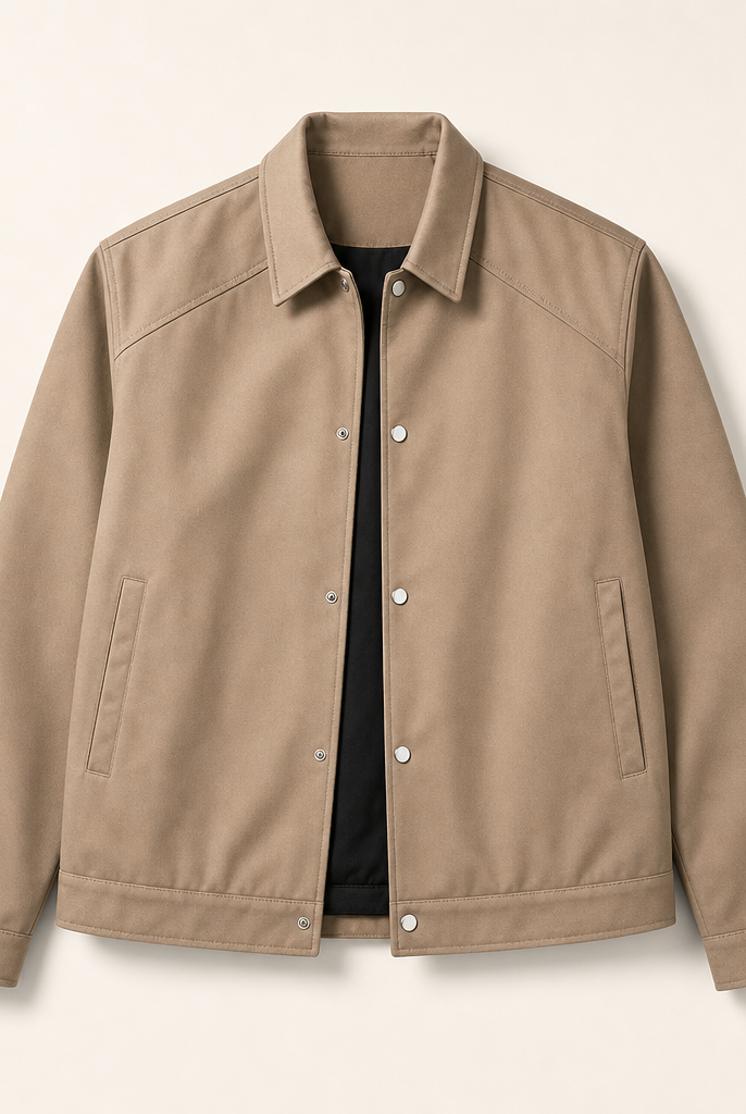 Mingstreet ASC launch still-life | MEDM | Collared Snap Front Jacket | Brown | ready_now_uncrumpled_replacement