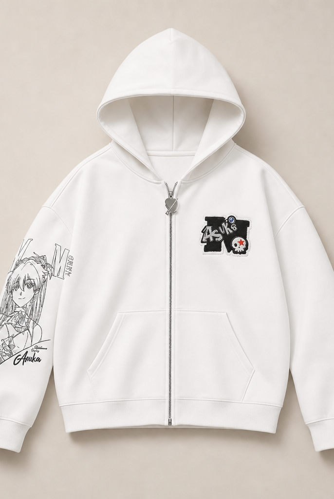Mingstreet ASC launch still-life | MEDM | Tufted Embroidery Zip Up Hoodie | White | ready_now_uncrumpled_replacement