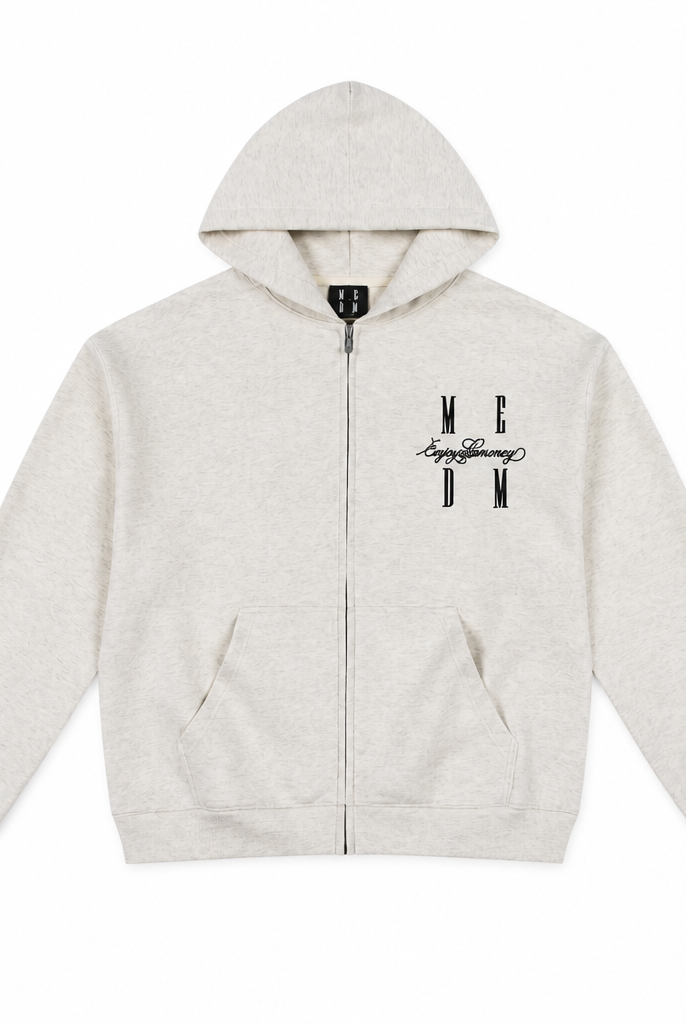 Mingstreet ASC launch still-life | MEDM | Embroidered Cotton Blend Zip Up Hoodie | Beige | generated_extra_ready_product_colorway