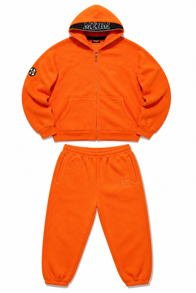 Mingstreet ASC launch still-life | MEDM | Polar Fleece Zip Hoodie Jogger Set | Orange | generated_extra_ready_product_colorway
