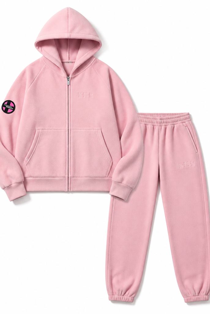 Mingstreet ASC launch still-life | MEDM | Polar Fleece Zip Hoodie Jogger Set | Pink | generated_extra_ready_product_colorway