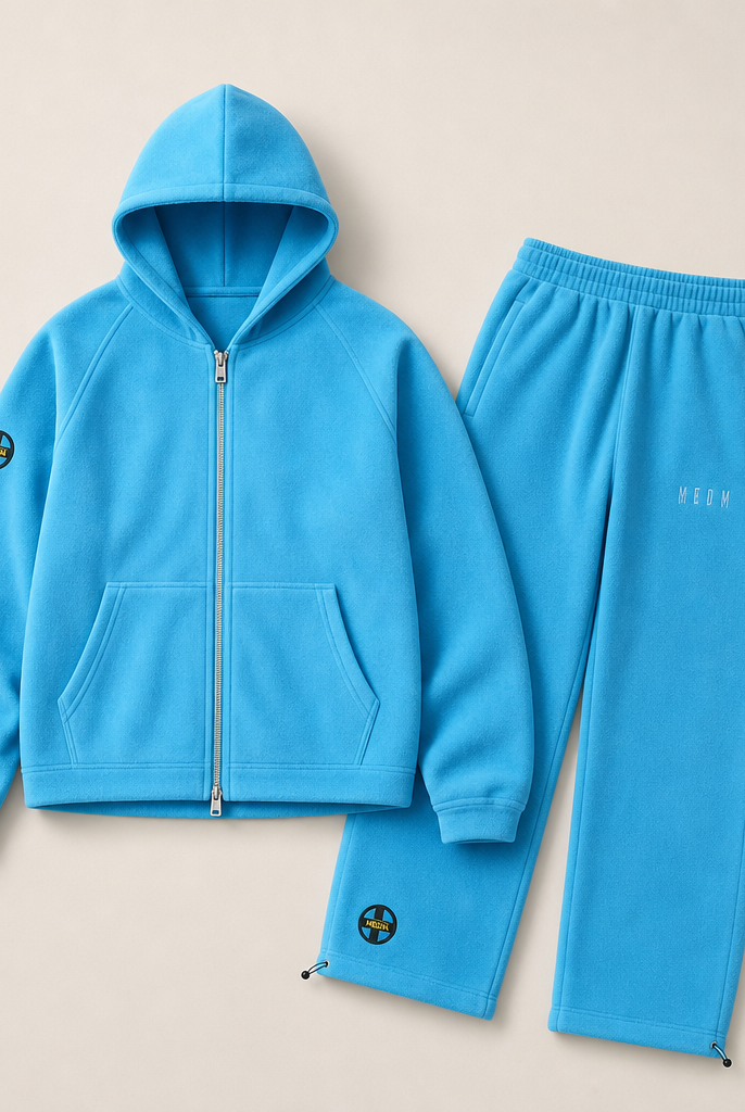 Mingstreet ASC launch still-life | MEDM | Polar Fleece Zip Hoodie Jogger Set | Sky Blue | ready_now_uncrumpled_replacement