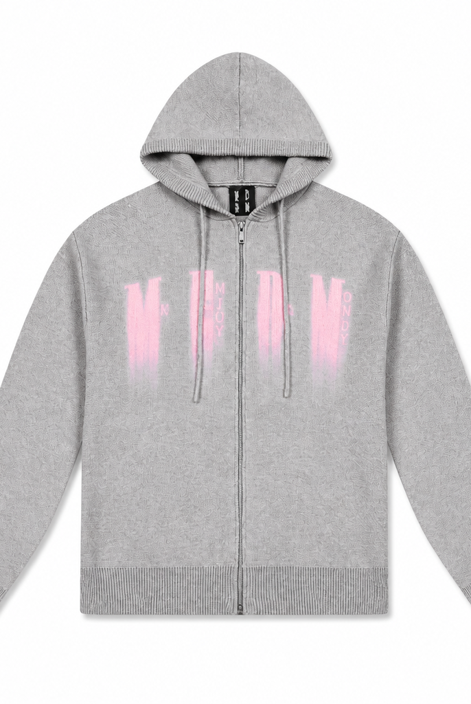 Mingstreet ASC launch still-life | MEDM | Zip Up Hooded Knit Cardigan | Gray | generated_extra_ready_product_colorway