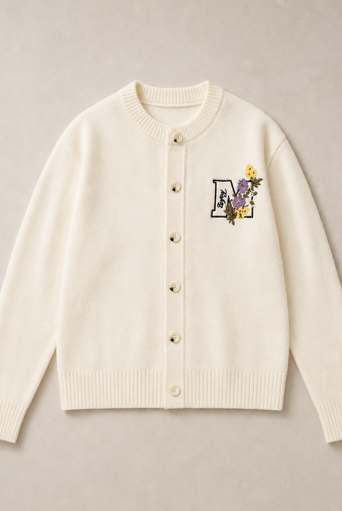 Mingstreet ASC launch still-life | MEDM | Floral Embroidered Knit Cardigan | Cream | ready_now_uncrumpled_replacement