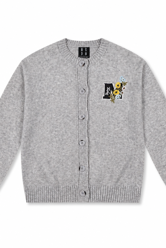 Mingstreet ASC launch still-life | MEDM | Floral Embroidered Knit Cardigan | Gray | generated_extra_ready_product_colorway