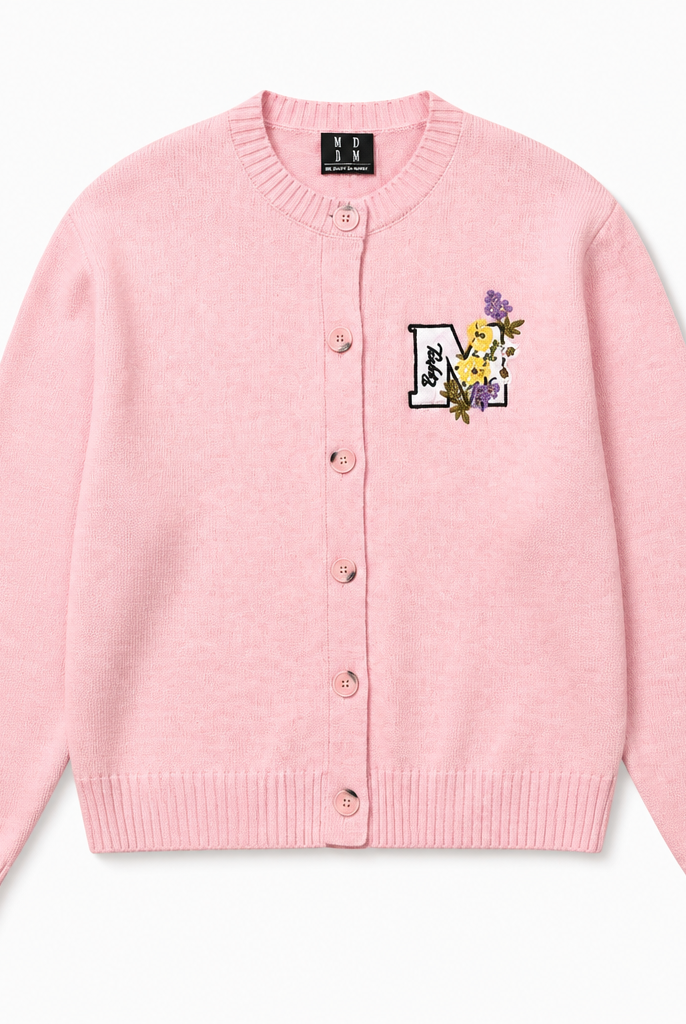 Mingstreet ASC launch still-life | MEDM | Floral Embroidered Knit Cardigan | Pink | generated_extra_ready_product_colorway