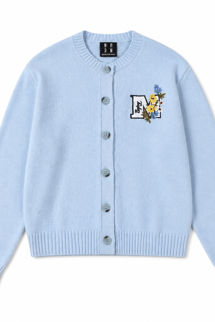 Mingstreet ASC launch still-life | MEDM | Floral Embroidered Knit Cardigan | Sky Blue | generated_extra_ready_product_colorway