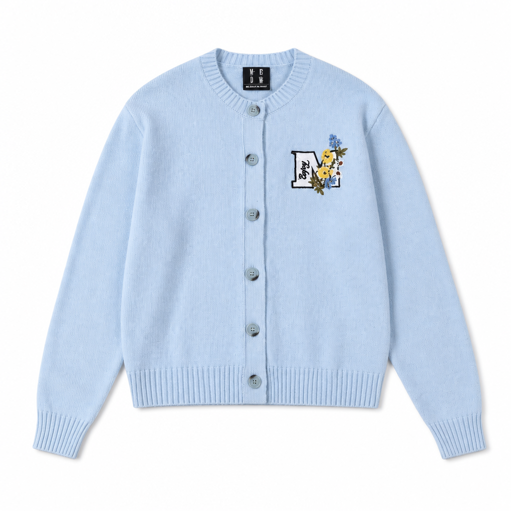 Mingstreet ASC launch still-life | MEDM | Floral Embroidered Knit Cardigan | Sky Blue | generated_extra_ready_product_colorway