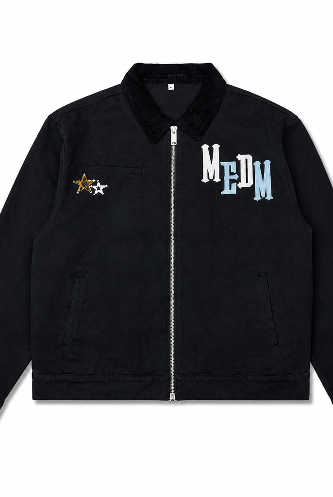 Mingstreet ASC launch still-life | MEDM | Leather Paneled Cotton Detroit Jacket | Black | generated_extra_ready_product_colorway