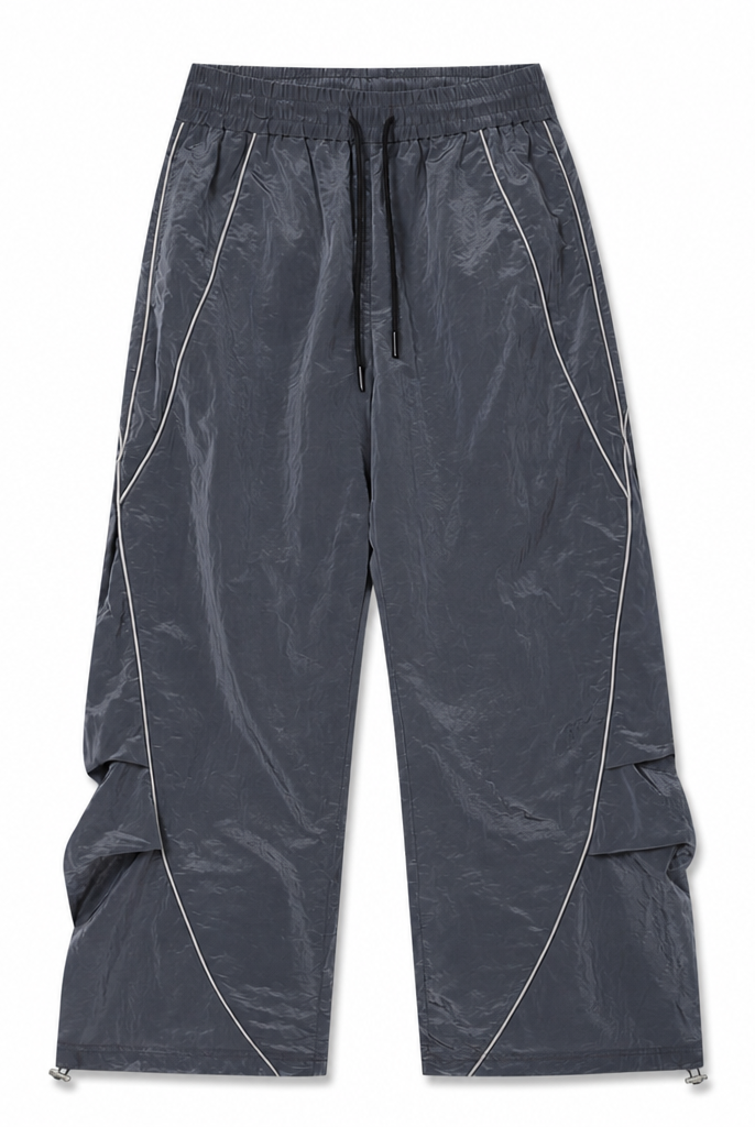 Mingstreet ASC launch still-life | MEDM | Glossy Piped Techwear Track Pants | Gray | generated_extra_ready_product_colorway