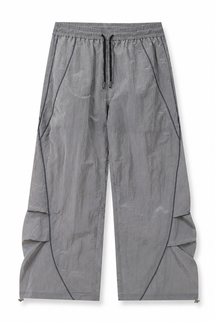 Mingstreet ASC launch still-life | MEDM | Glossy Piped Techwear Track Pants | Light Gray | generated_extra_ready_product_colorway