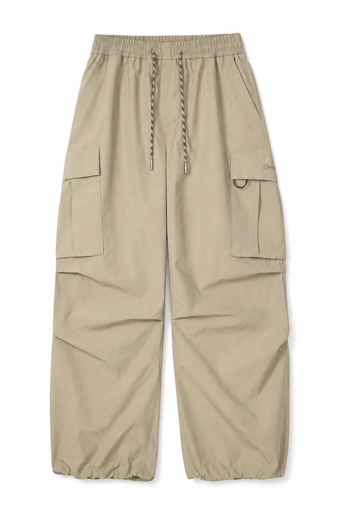 Mingstreet ASC launch still-life | MEDM | Multi Pocket Parachute Cargo Pants | Beige | generated_extra_ready_product_colorway