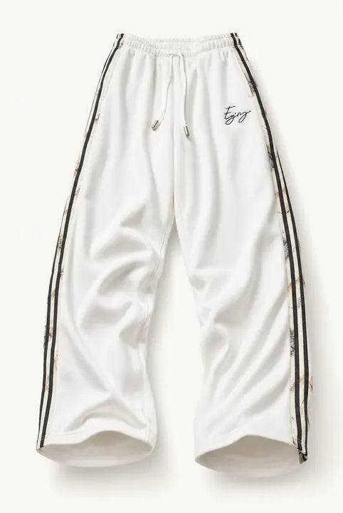 Mingstreet ASC launch still-life | MEDM | Lace Paneled Striped Track Pants | White | ready_now_existing_asset