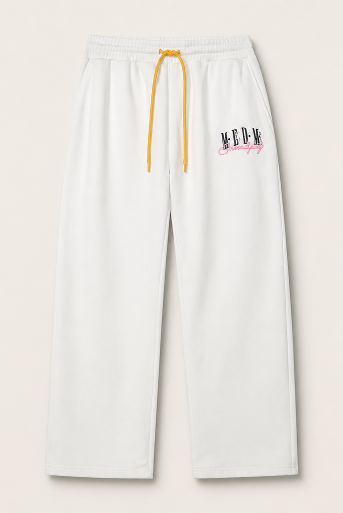 Mingstreet ASC launch still-life | MEDM | Fleece Lined Embroidered Sweatpants | White | generated_extra_ready_product_colorway
