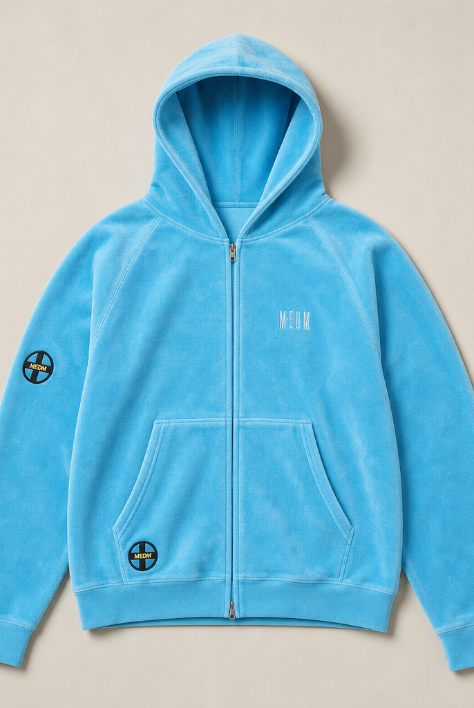 Mingstreet ASC launch still-life | MEDM | Polar Fleece Zip Up Hoodie | Sky Blue | ready_now_uncrumpled_replacement