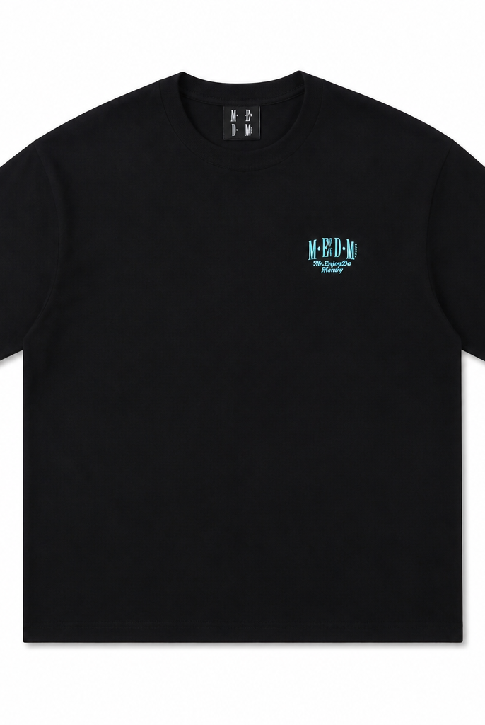 Mingstreet ASC launch still-life | MEDM | Letter Embroidery Cotton T Shirt | Black | generated_extra_ready_product_colorway