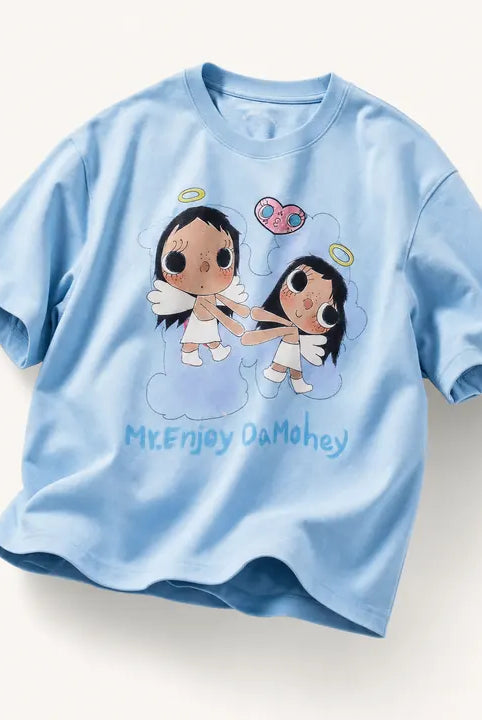 Mingstreet ASC launch still-life | MEDM | Embroidered Heart Cotton T Shirt | Sky Blue | ready_now_existing_asset