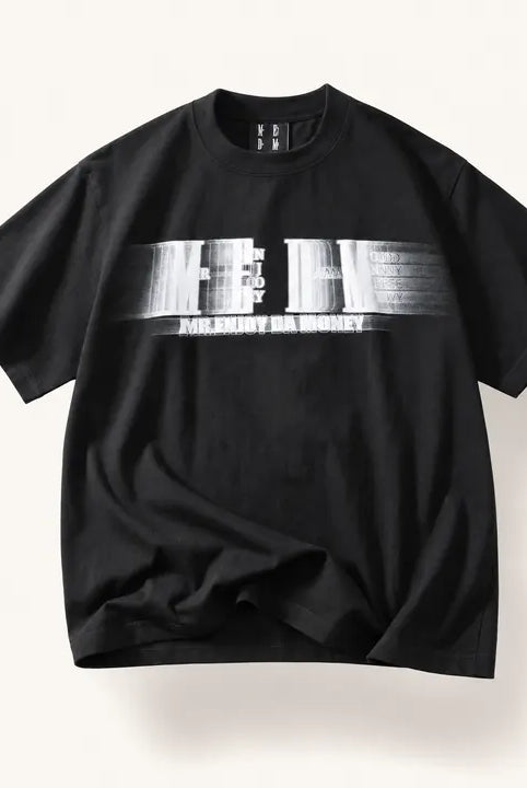 Mingstreet ASC launch still-life | MEDM | Glitch Logo Graphic Cotton T Shirt | Black | ready_now_existing_asset