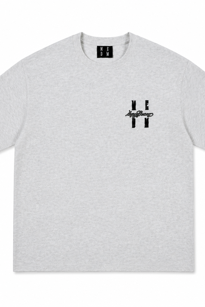 Mingstreet ASC launch still-life | MEDM | Tufted Logo Cotton T Shirt | Gray | generated_extra_ready_product_colorway