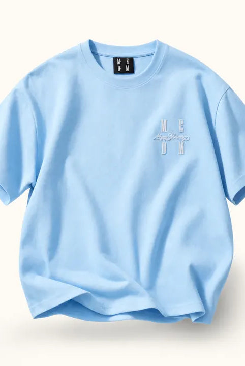 Mingstreet ASC launch still-life | MEDM | Tufted Logo Cotton T Shirt | Sky Blue | ready_now_existing_asset