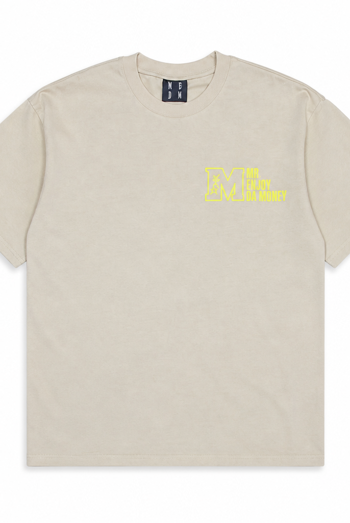 Mingstreet ASC launch still-life | MEDM | Half Sleeve Cotton Logo T Shirt | Beige | generated_extra_ready_product_colorway