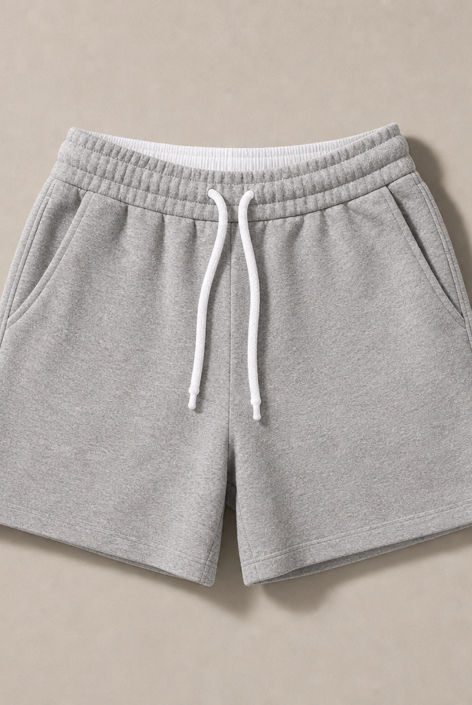 Mingstreet ASC launch still-life | RARELY ALIKE | Cotton Drawstring Sweat Shorts | Gray | generated_missing_still_life_expansion