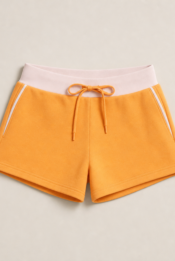 Mingstreet ASC launch still-life | RARELY ALIKE | Color Block Cotton Blend Sweatshorts | Orange | generated_missing_still_life_expansion