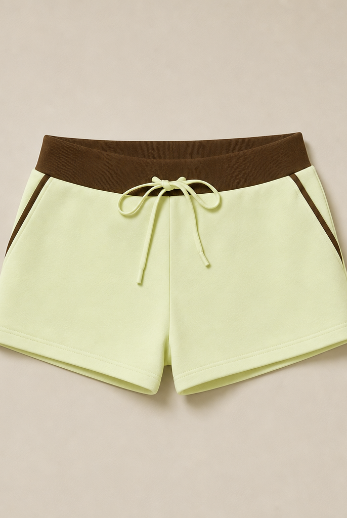 Mingstreet ASC launch still-life | RARELY ALIKE | Color Block Cotton Blend Sweatshorts | Yellow | generated_missing_still_life_expansion