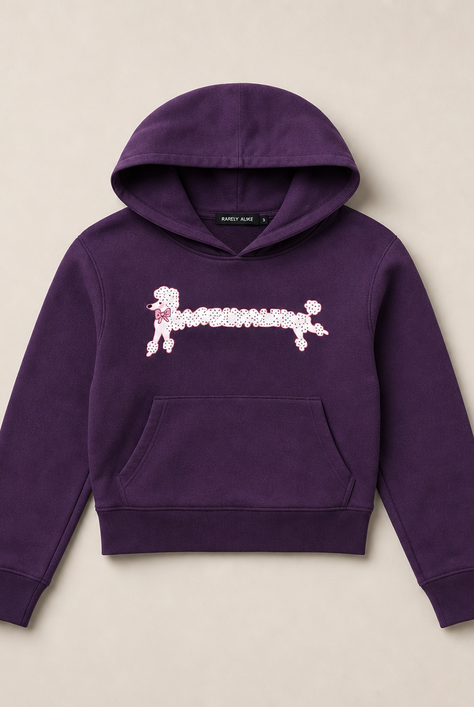 Mingstreet ASC launch still-life | RARELY ALIKE | Polka Dot Poodle Cropped Hoodie | Purple | generated_missing_still_life_expansion