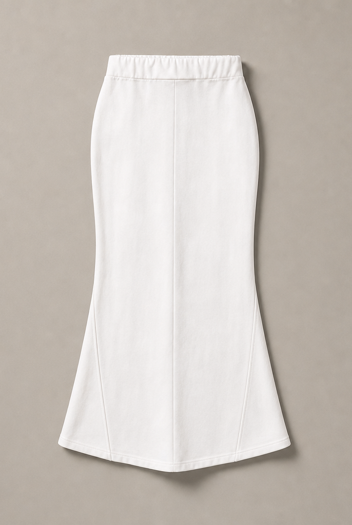 Mingstreet ASC launch still-life | RARELY ALIKE | Cotton Hoodie Fishtail Skirt Set | White | generated_missing_still_life_expansion