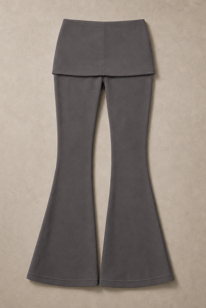 Mingstreet ASC launch still-life | RARELY ALIKE | Low Rise Layered Flared Yoga Pants | Gray | generated_missing_still_life_expansion
