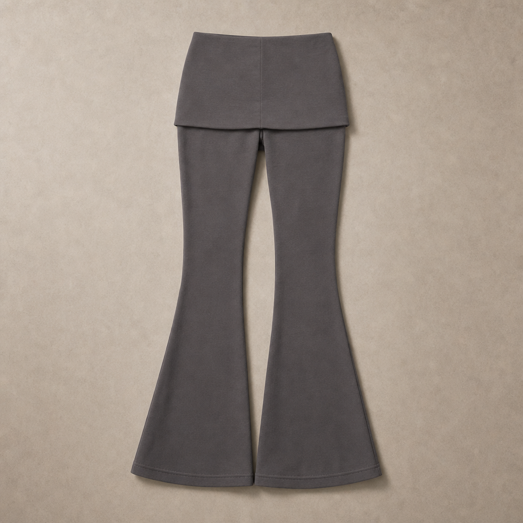 Mingstreet ASC launch still-life | RARELY ALIKE | Low Rise Layered Flared Yoga Pants | Gray | generated_missing_still_life_expansion