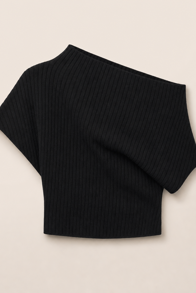 Mingstreet ASC launch still-life | RARELY ALIKE | Multi Way Wool Blend Knit Top | Black | generated_missing_still_life_expansion
