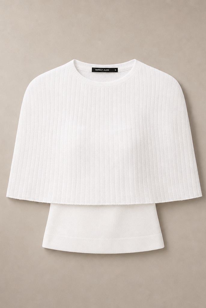 Mingstreet ASC launch still-life | RARELY ALIKE | Sheer Knit Cape Camisole Set | White | generated_missing_still_life_expansion