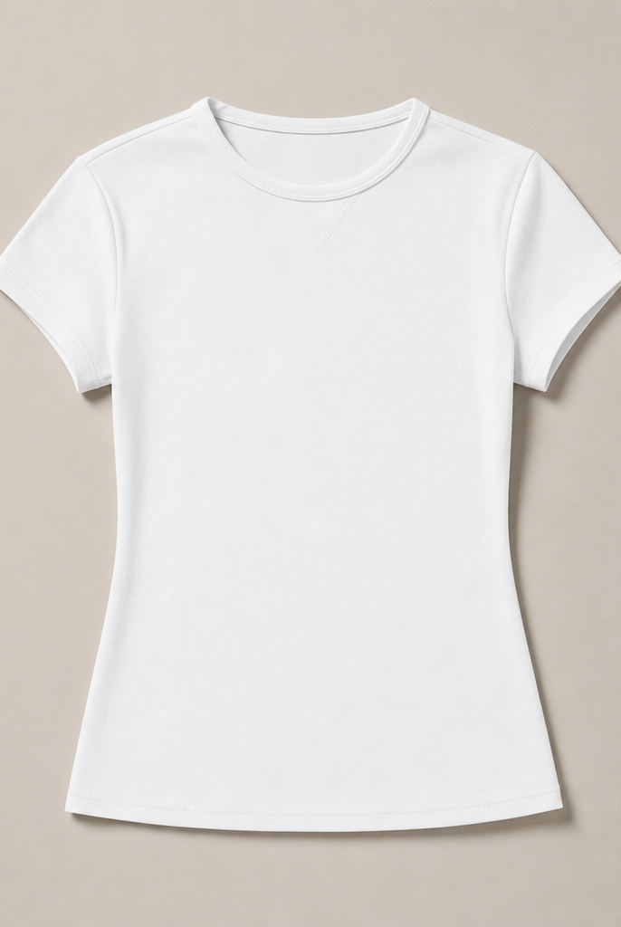 Mingstreet ASC launch still-life | RARELY ALIKE | Cotton Blend Crew Neck T Shirt | White | generated_missing_still_life_expansion