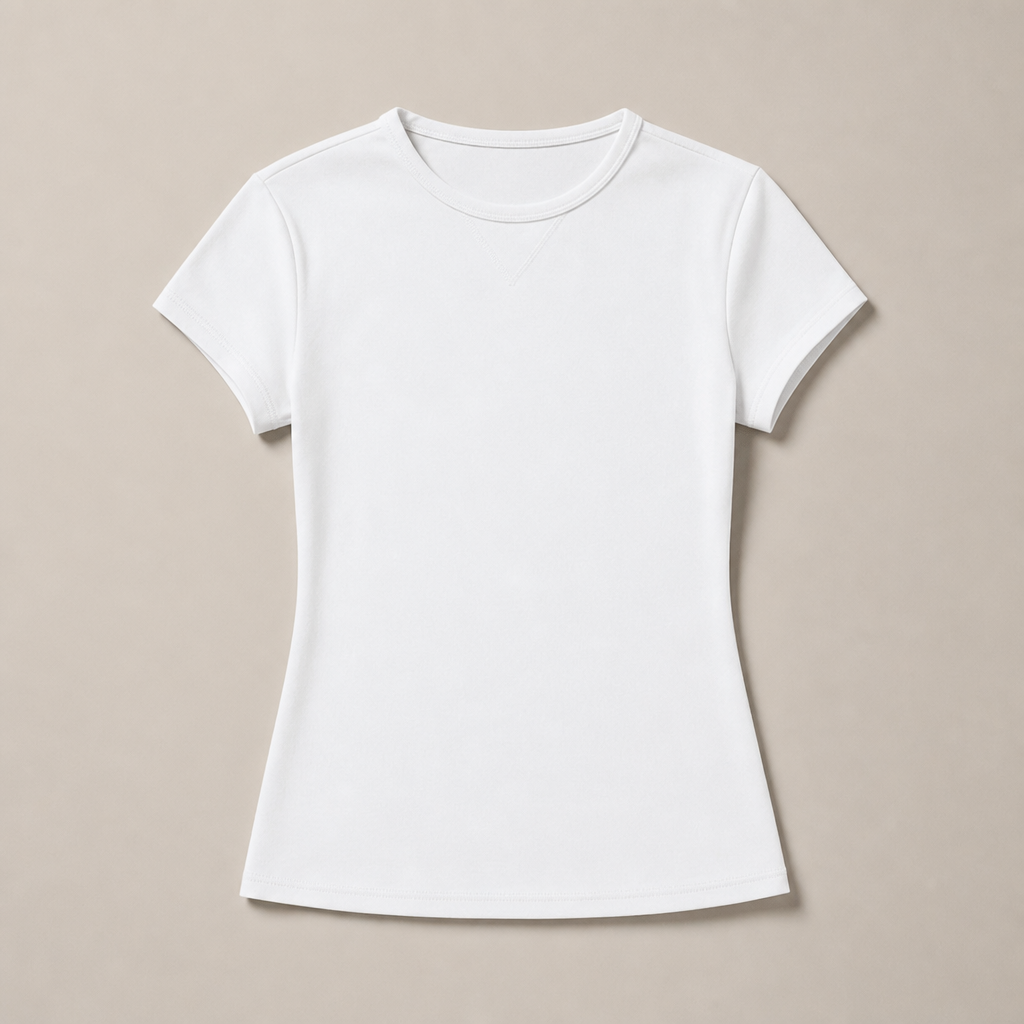 Mingstreet ASC launch still-life | RARELY ALIKE | Cotton Blend Crew Neck T Shirt | White | generated_missing_still_life_expansion