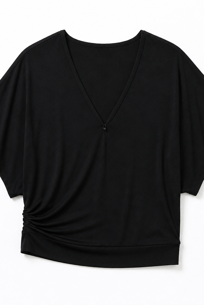 Mingstreet ASC launch still-life | RARELY ALIKE | Lyocell V Neck Batwing Sleeve Top | Black | generated_extra_ready_product_colorway