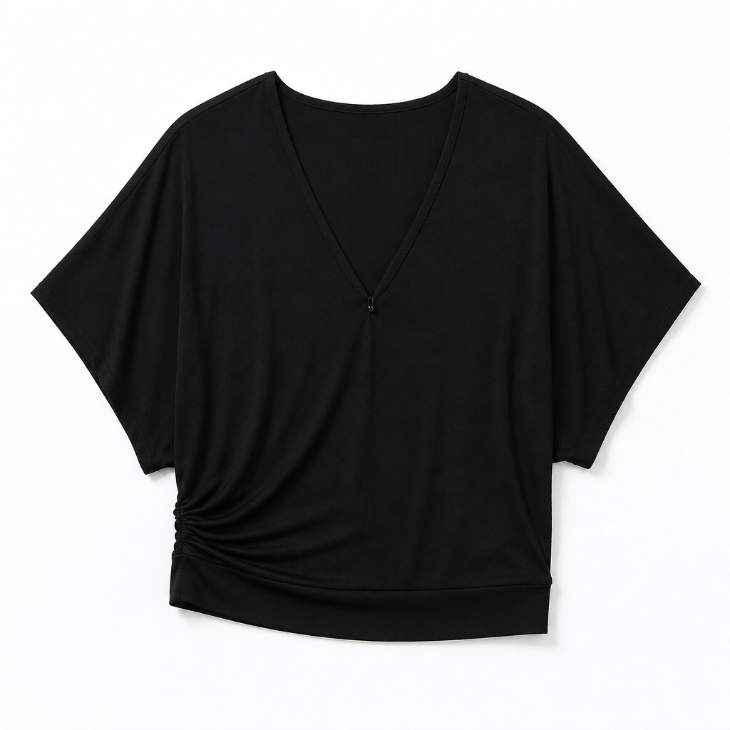 Mingstreet ASC launch still-life | RARELY ALIKE | Lyocell V Neck Batwing Sleeve Top | Black | generated_extra_ready_product_colorway
