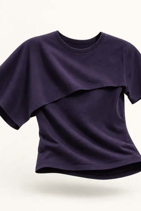 Mingstreet ASC launch still-life | RARELY ALIKE | Asymmetrical Draped Lyocell Blend Top | Purple | ready_now_existing_asset