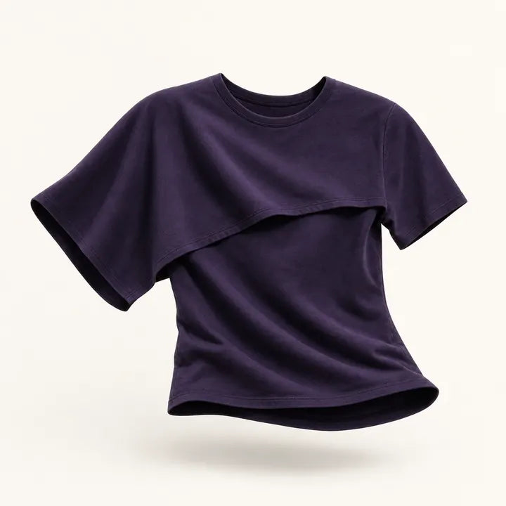 Mingstreet ASC launch still-life | RARELY ALIKE | Asymmetrical Draped Lyocell Blend Top | Purple | ready_now_existing_asset