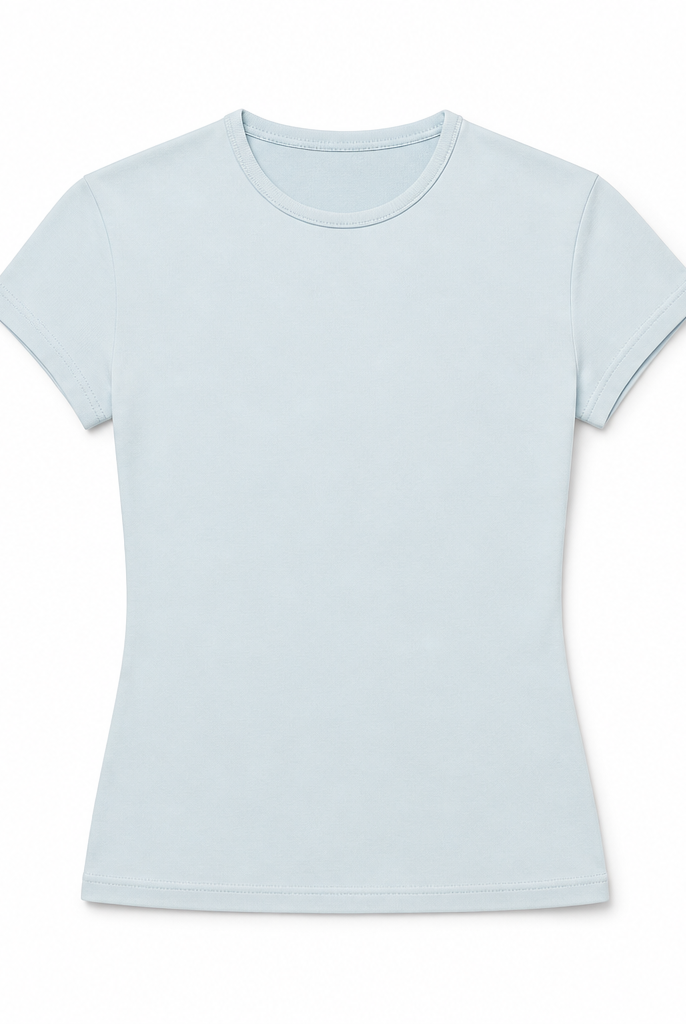 Mingstreet ASC launch still-life | RARELY ALIKE | Hourglass Cotton Crew Neck T Shirt | Sky Blue | generated_extra_ready_product_colorway