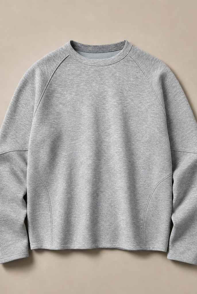 Mingstreet ASC launch still-life | JCAESAR STUDIO | Structural Seam Viscose Sweatshirt | Dark Gray | generated_missing_still_life_expansion