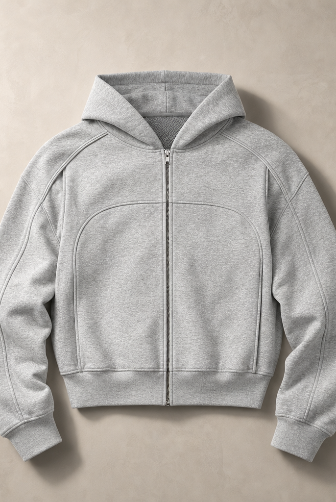 Mingstreet ASC launch still-life | JCAESAR STUDIO | Arch Panel Zip Up Hoodie | Dark Gray | generated_missing_still_life_expansion