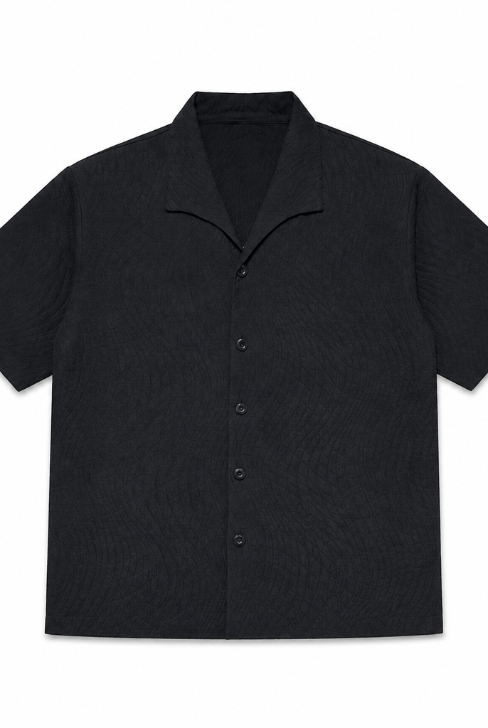 Mingstreet ASC launch still-life | JCAESAR STUDIO | Seagull Collar Leaf Jacquard Shirt | Black | generated_extra_ready_product_colorway