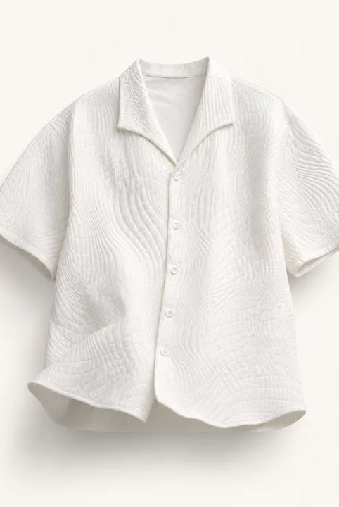 Mingstreet ASC launch still-life | JCAESAR STUDIO | Seagull Collar Leaf Jacquard Shirt | White | ready_now_existing_asset