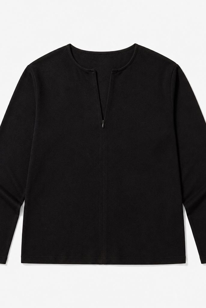 Mingstreet ASC launch still-life | JCAESAR STUDIO | Half Zip Lyocell Blend Long Sleeve Top | Black | generated_extra_ready_product_colorway